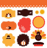 Thanksgiving tags and elements set isolated on white