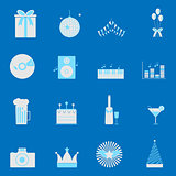Party and celebration color icons set