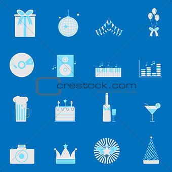 Party and celebration color icons set
