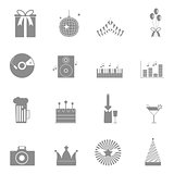 Party and celebration icons set on white background