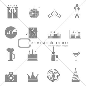 Party and celebration icons set on white background