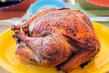 Cooked Turkey on Yellow Platter