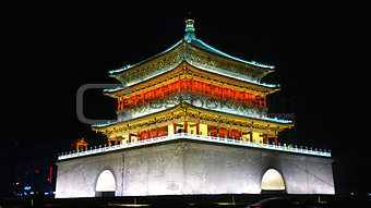Night view of the Bell Tower in Xian