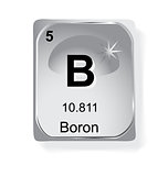 Boron, chemical element with atomic number, symbol and weight