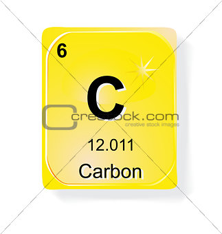 Carbon, chemical element with atomic number, symbol and weight