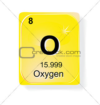 Oxygen, chemical element with atomic number, symbol and weight