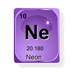 Neon, chemical element with atomic number, symbol and weight