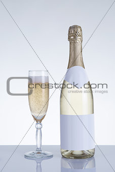 Champagne glass and a bottle 