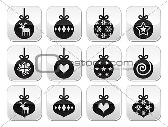 Christmas ball, christmas bauble vector buttons set