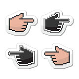 Pixel cursor poiting hands vector icons