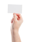 Paper card in woman hand 