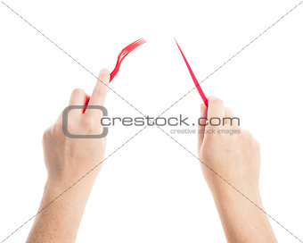 Knife and fork in hands 