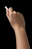 female teen hand with chalk to write something