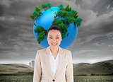 Composite image of smiling asian businesswoman