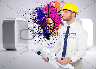 Composite image of thoughtful young architect posing