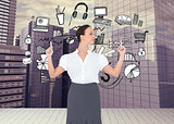 Composite image of content gorgeous businesswoman posing