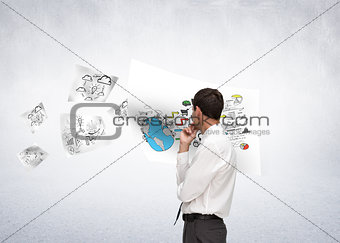 Composite image of thoughtful classy businessman looking away