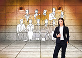 Composite image of portrait of a confident businesswoman standing