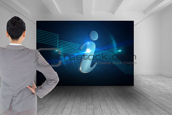 Composite image of asian businesswoman pointing