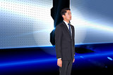 Composite image of stern businessman looking away