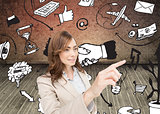 Composite image of businesswoman pressing an invisible key