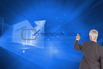Composite image of rear view of classy mature businessman pointing finger