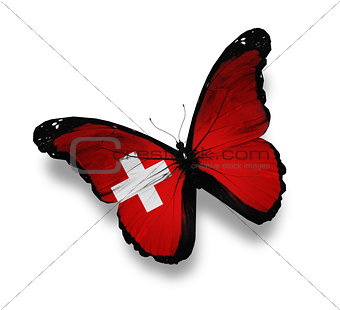 Swiss flag butterfly, isolated on white