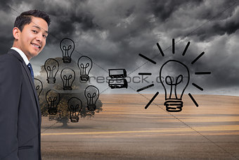 Composite image of business plan on dark countryside