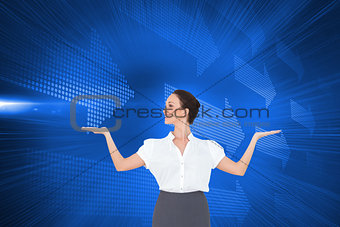 Composite image of happy elegant businesswoman posing