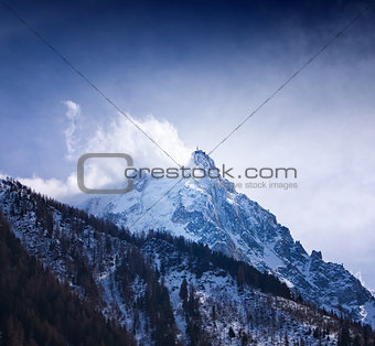 Mount "Aguille du Midi". Mont Blanc massif, Alps. France.