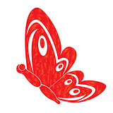 Red Fiery Butterfly Over White