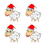 A funny Christmas sheep expressing different emotions