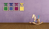 Vintage play room with wooden horse