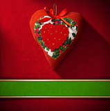 Christmas Heart Decoration on Red Velvet
