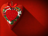 Christmas Heart Decoration on Red Velvet