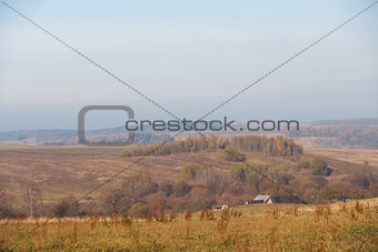 Landscape with field and sky in Autumn