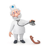 The 3D doctor with a stethoscope.