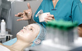 Woman being prepped in a skincare clinic