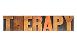 therapy word in wood type
