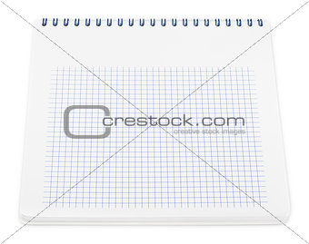 Spiral notebook with squared paper sheets