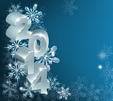 New Year or Christmas 2014 Snowflakes Background