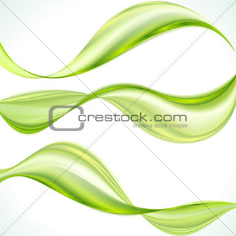 Set of abstract green wave