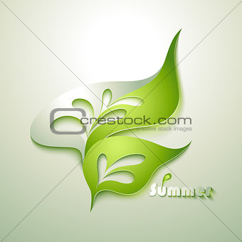 Abstract paper leaf with green elements
