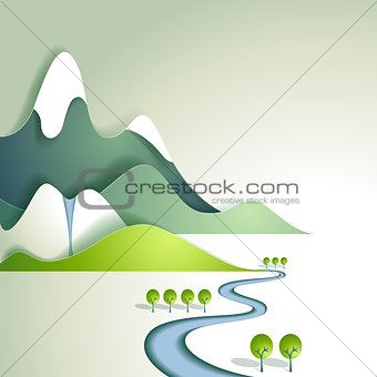 Paper mountain landscape