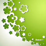 Green background with paper flowers