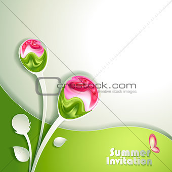 Card with stylized flowers