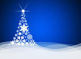 Christmas tree from white snowflakes
