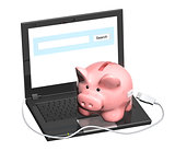 Piggy bank and laptop