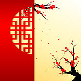 Chinese New Year Cherry Blossom Background
