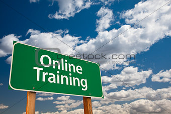 Online Training Green Road Sign Over Sky